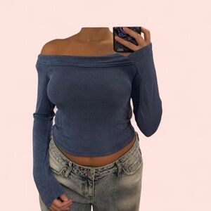 Edikted Blue Off-Shoulder Top